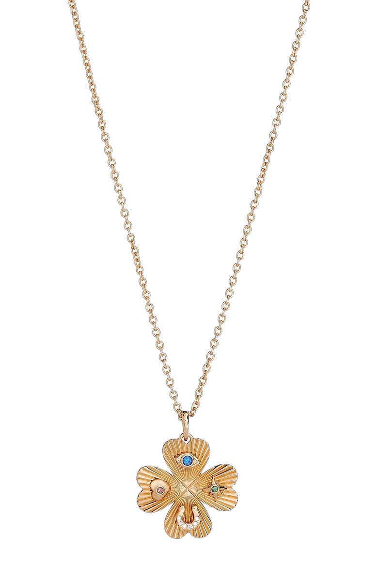 Lucky Four Leaf Clover  Necklace, Main, color, Gold