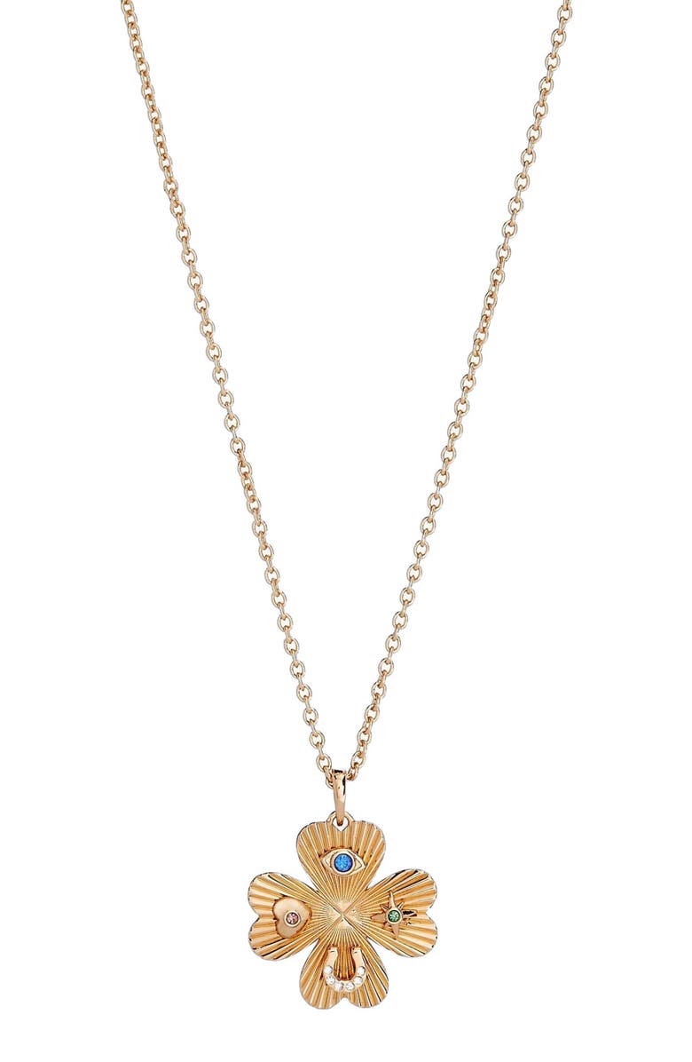 Alex and Ani Lucky Four Leaf Clover  Necklace, Main, color, Gold