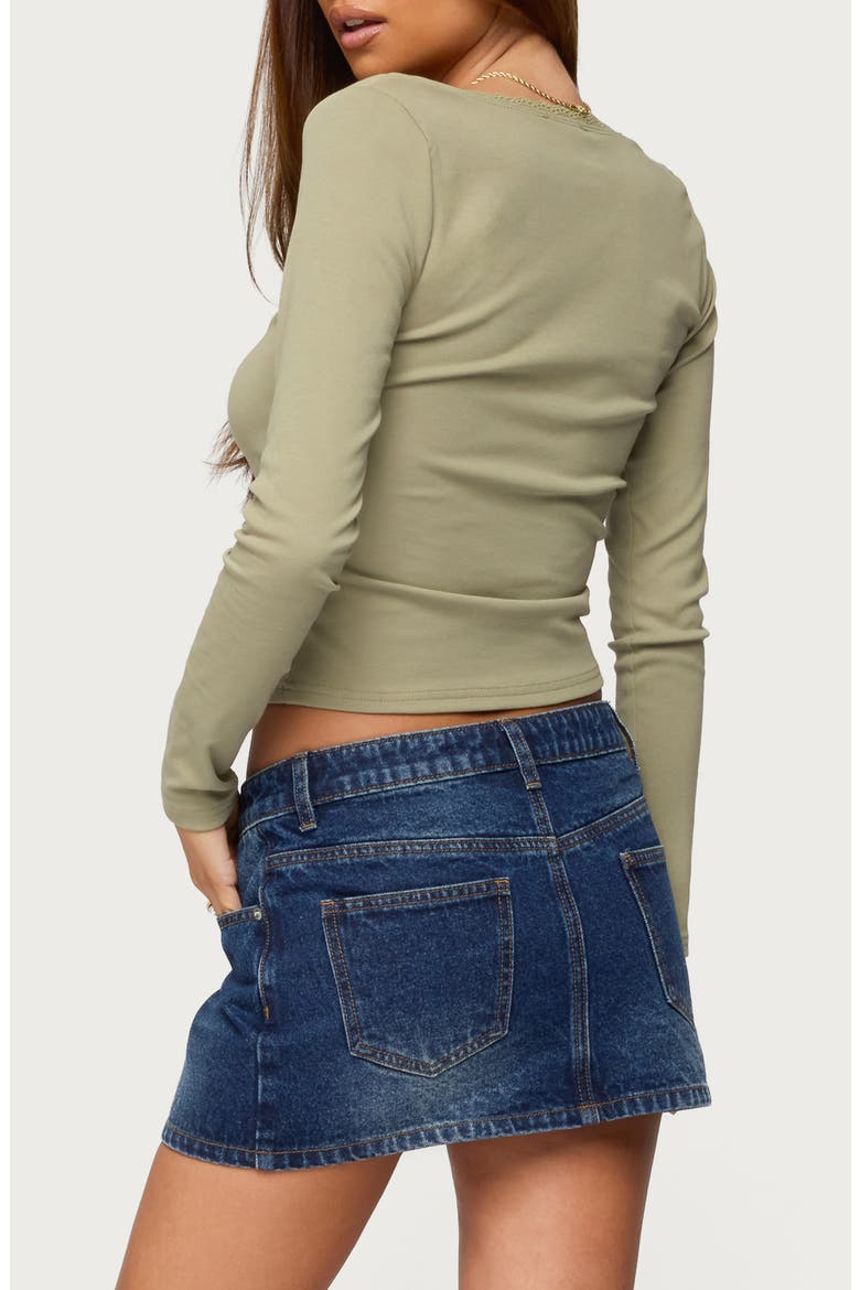 Mora Lace Trim Knit Top, Alternate, color, SAGE