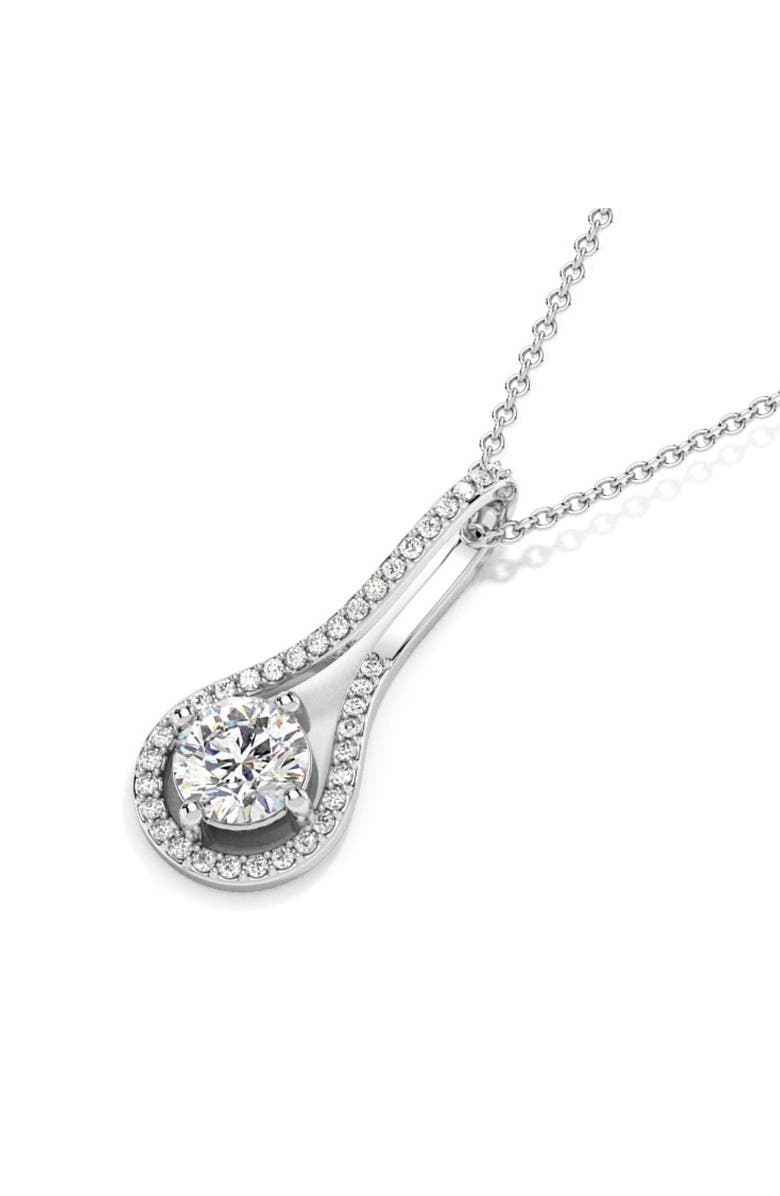 Bliss Diamond 1 1/10Ct TW Diamond Halo Drop Pendant 14k Gold Necklace Lab Grown 1" Tall, Alternate, color, 14K White Gold