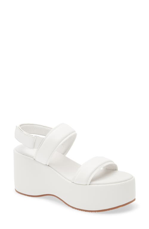 Chocolat Blu Kande Slingback Platform Wedge Sandal In White Leather