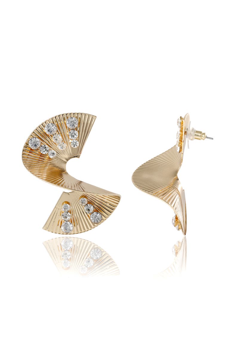 BCBGeneration Sculpted Fan Crystal Earrings, Alternate, color, Gold