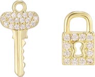 Adornia Cubic Zirconia Lock and Key Stud Earrings