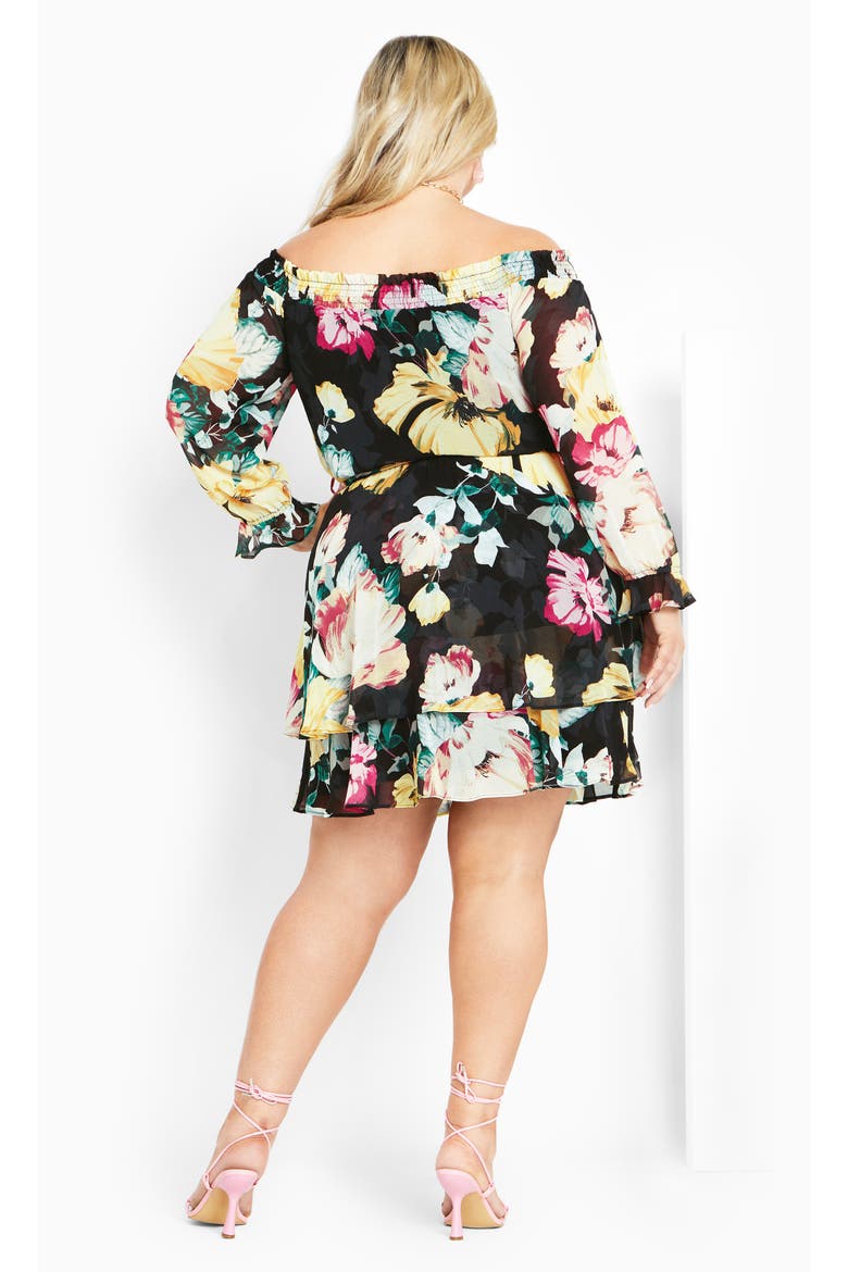 Odessa Off the Shoulder Long Sleeve Dress, Alternate, color, BLACK BLOOM