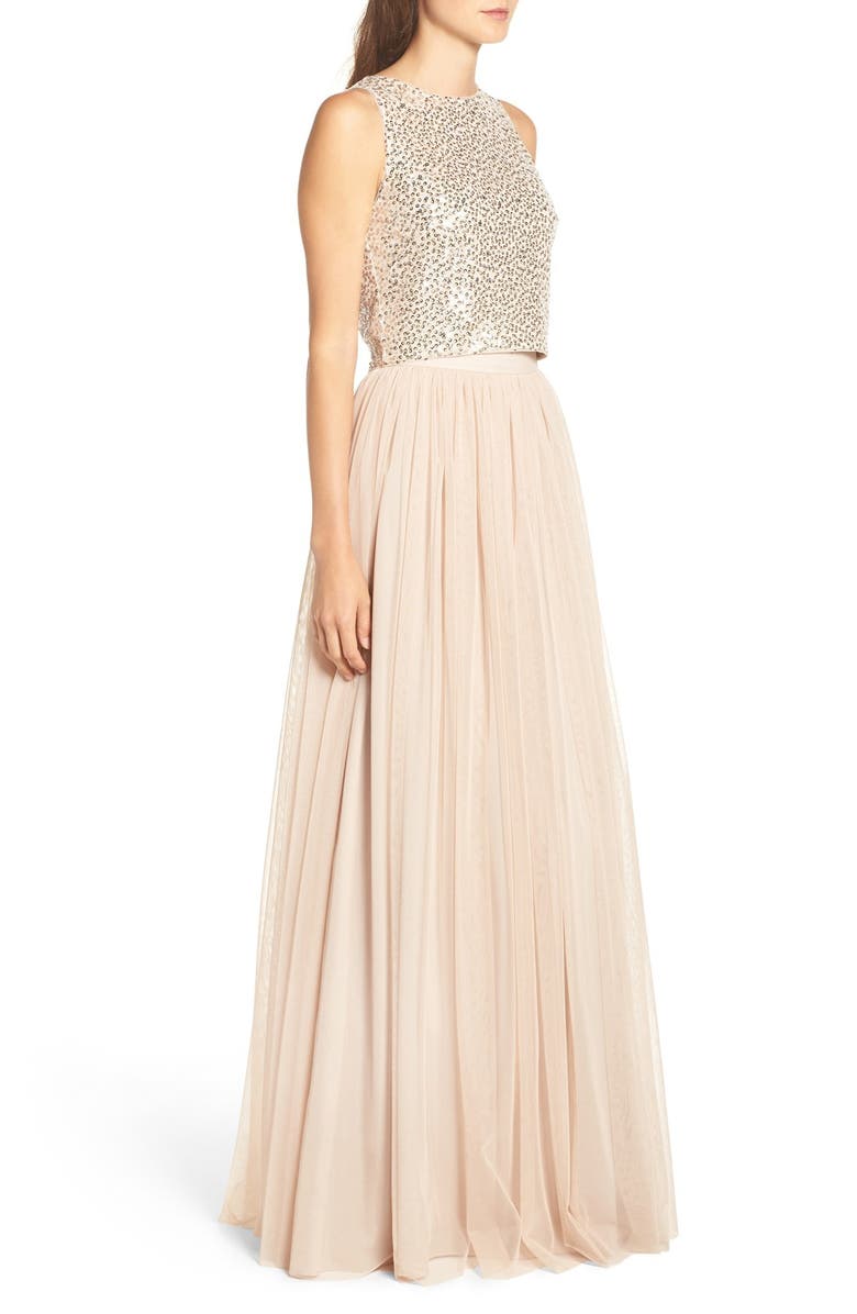 Adrianna Papell Sequin Two Piece Gown, Alternate, color,