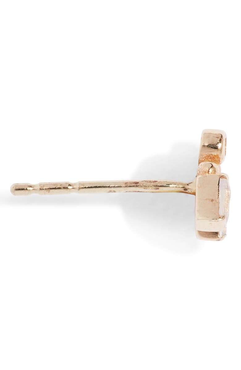 Anzie Cleo Single White Topaz & Diamond Stud Earring, Alternate, color, Rose Gold