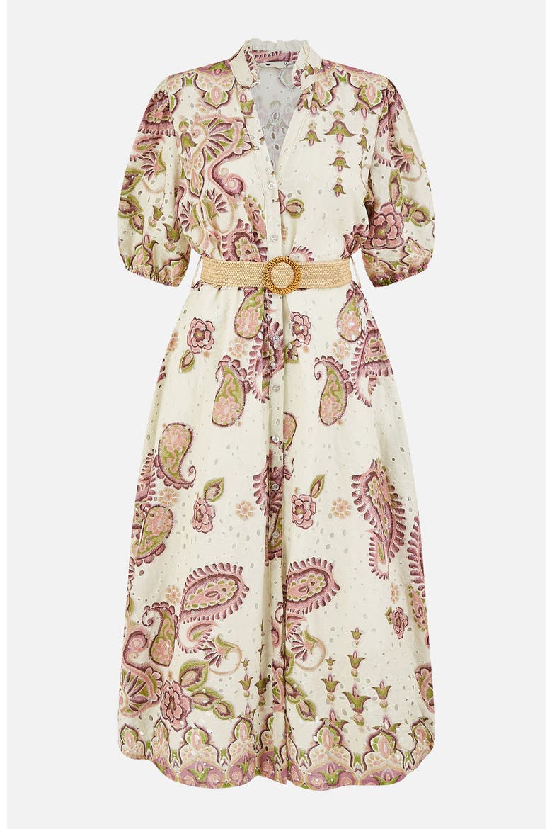 Broderie Anglaise Cotton Midi Dress, Alternate, color, Pink