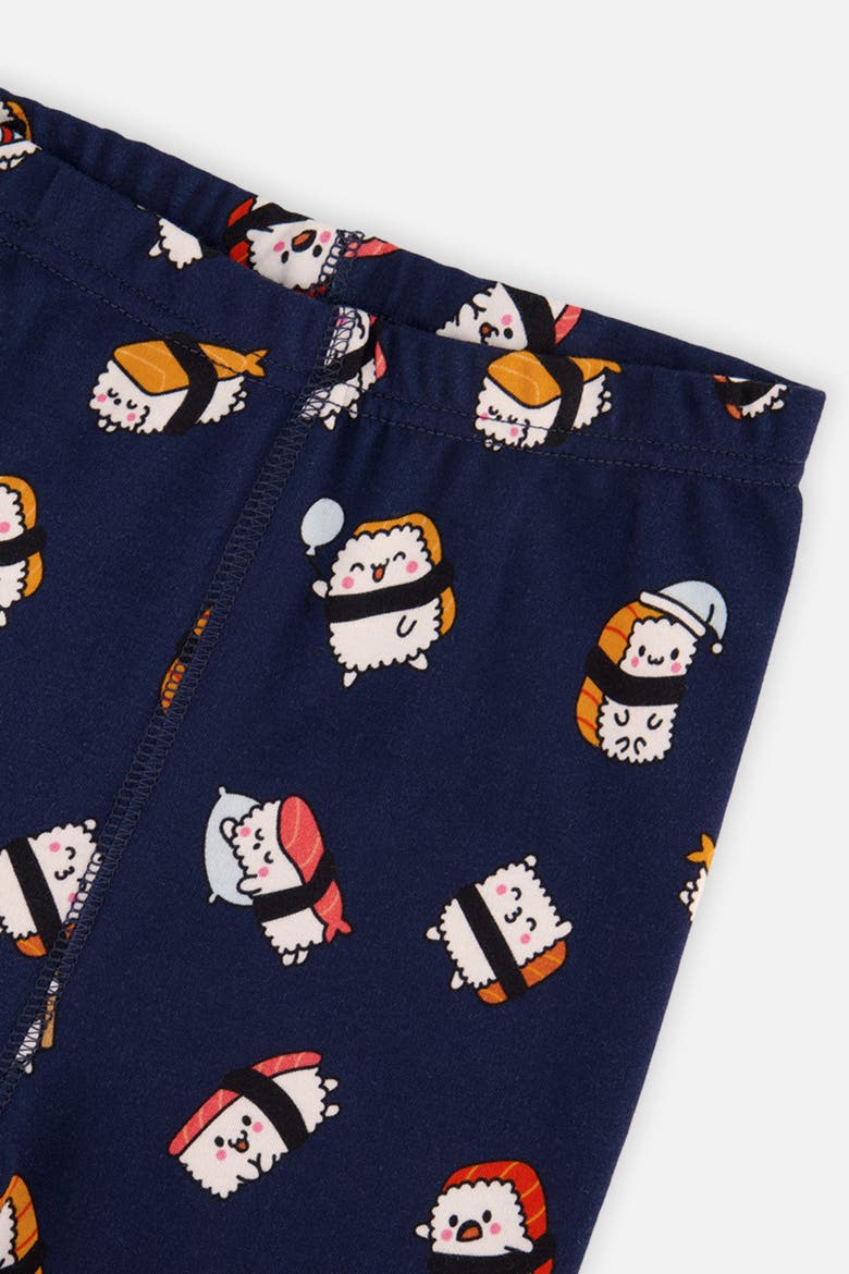 Sushi Organic Cotton Top Pants Two Piece Pajama Set, Alternate, color, Blue Sushi Print