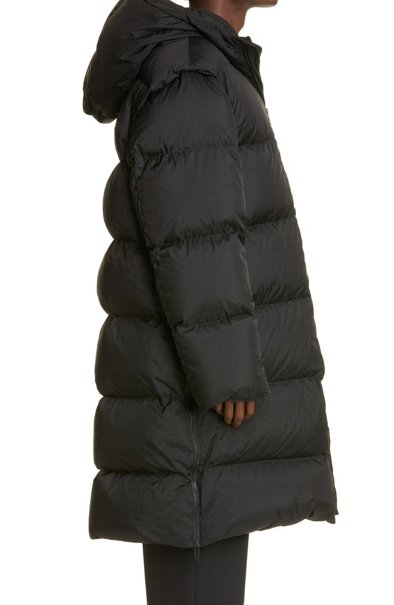Off-White Logo Long Down Puffer Coat, Alternate, color,