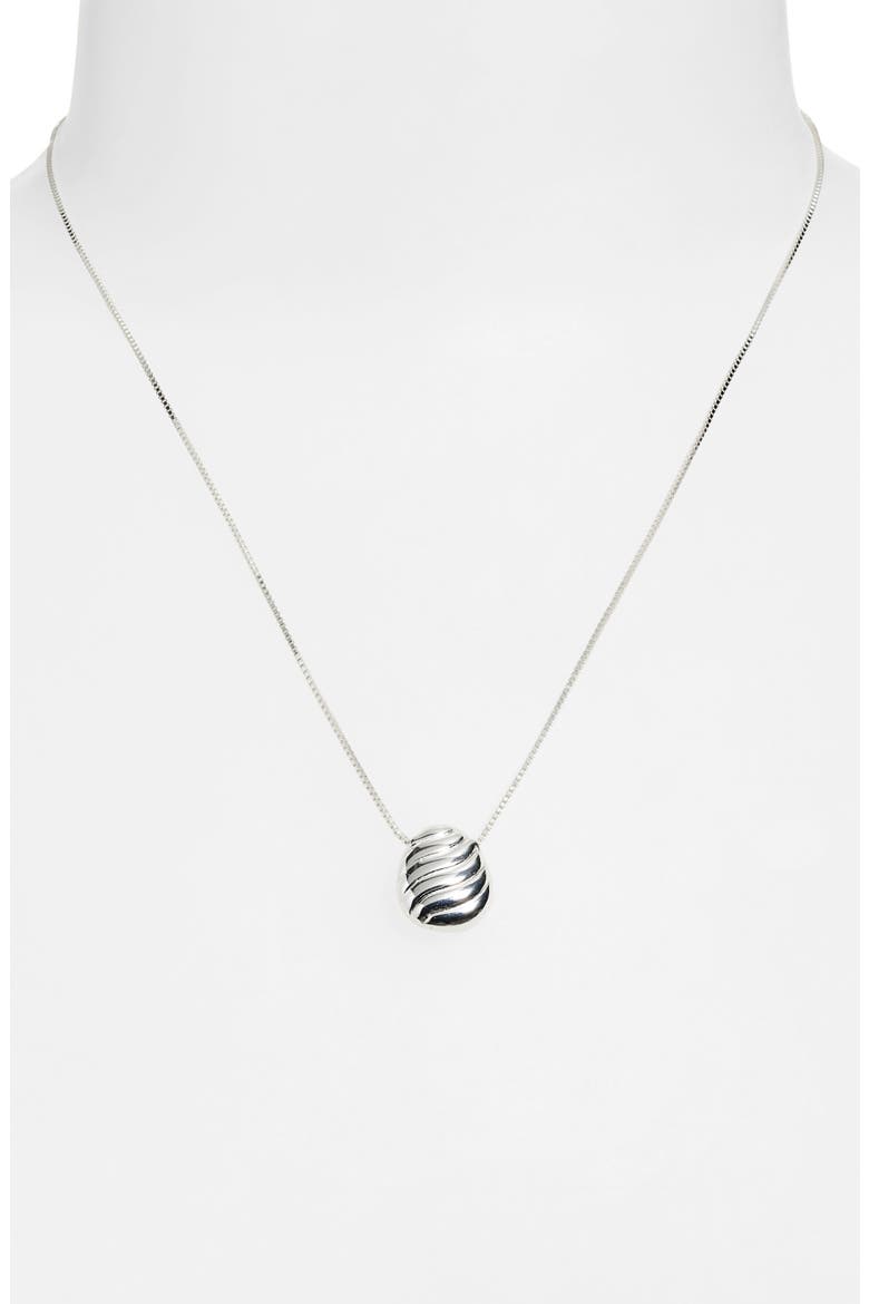 Textured Oval Pendant Necklace, Alternate, color, SILVER