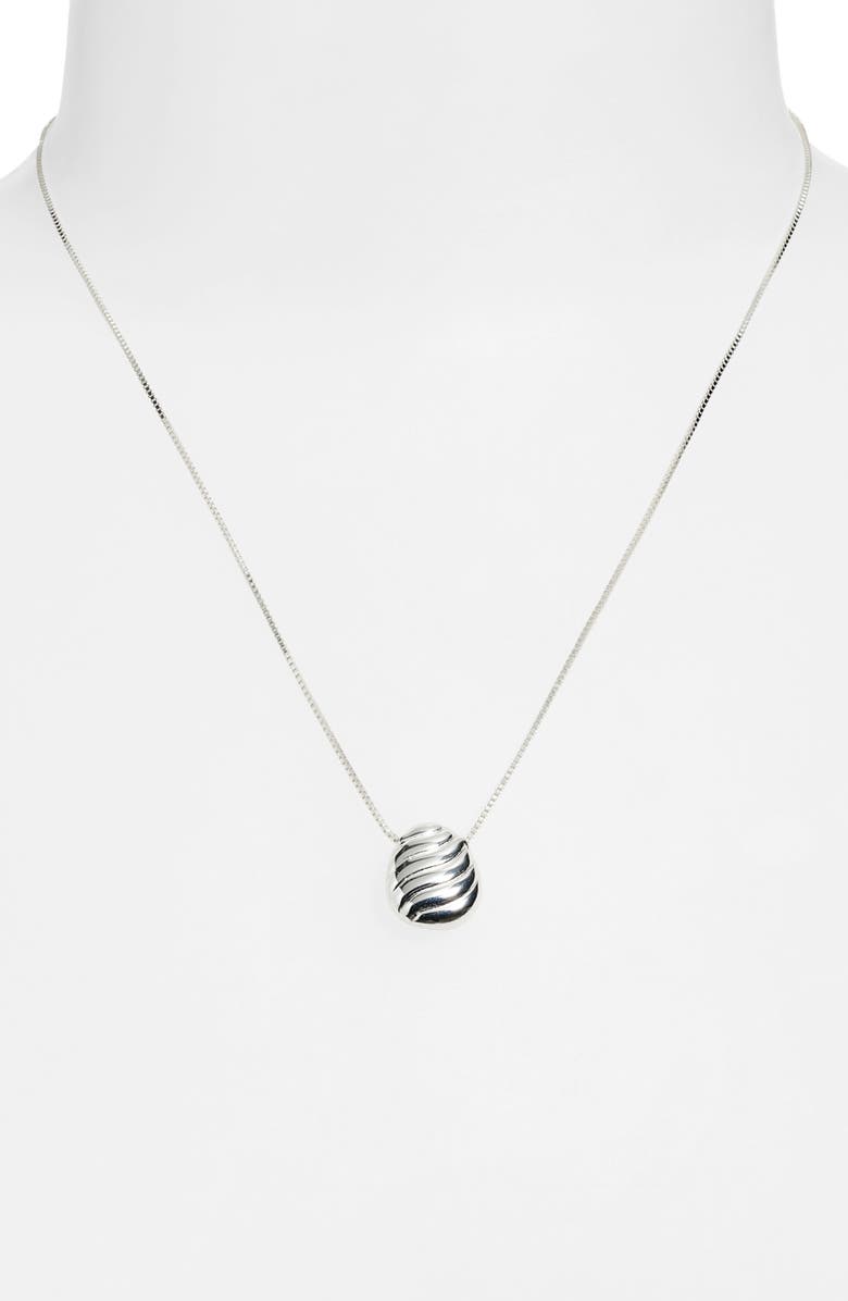 Argento Vivo Sterling Silver Textured Oval Pendant Necklace, Alternate, color, Silver