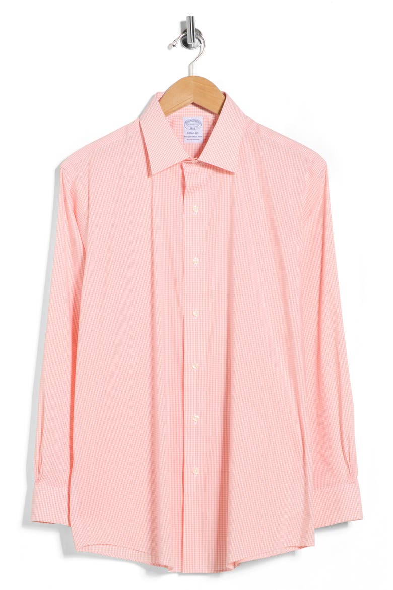 Trim Fit Check Button-Down Shirt, Alternate, color, PEACHMINIGING