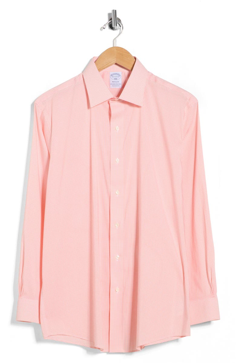 Brooks Brothers Trim Fit Check Button-Down Shirt, Alternate, color, Peachminiging