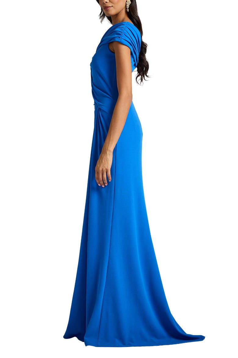 Asymmetric Neck Ruched Gown, Alternate, color, COOL BREEZE