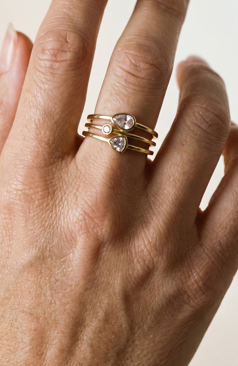 Argento Vivo Sterling Silver Cubic Zirconia Multirow Ring, Alternate, color, Gold