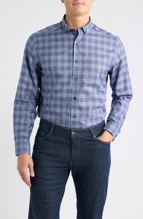 Ovation Check Non-Iron Cotton Button-Up Shirt