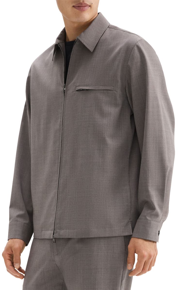 Theory Travel Motion Wool Blend Overshirt, Alternate, color, Walnut Melange