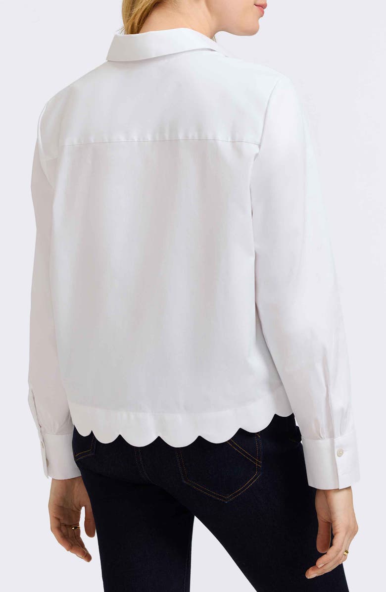 Foxcroft Scarlett Scallop Hem Button-Up Shirt, Alternate, color, White