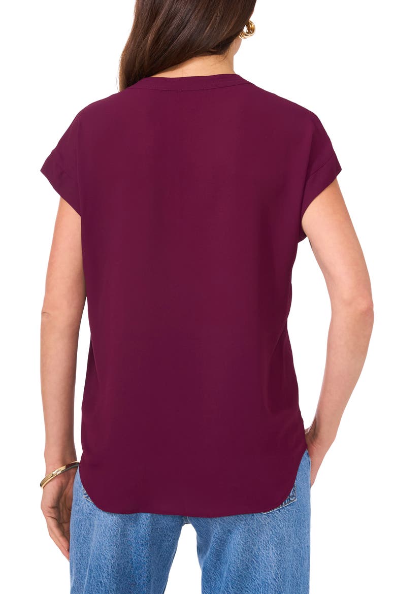 Split Neck Georgette Top, Alternate, color, MULBERRY