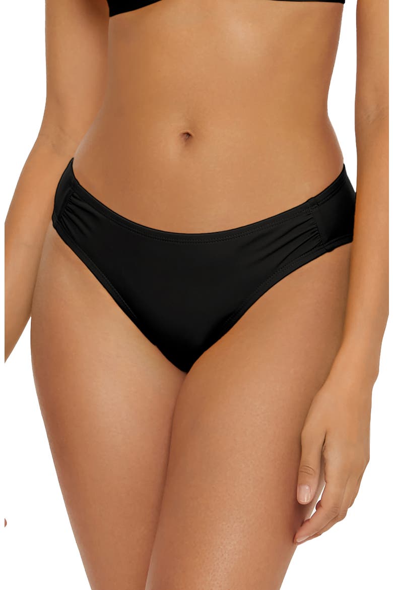Shirred Bikini Bottoms, Main, color, BLACK