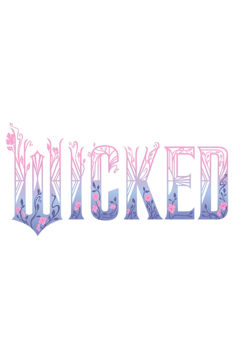 Wicked: For Good Men's Wicked For Good Floral Pink and Purple Logo  Graphic T-Shirt, Alternate, color, White