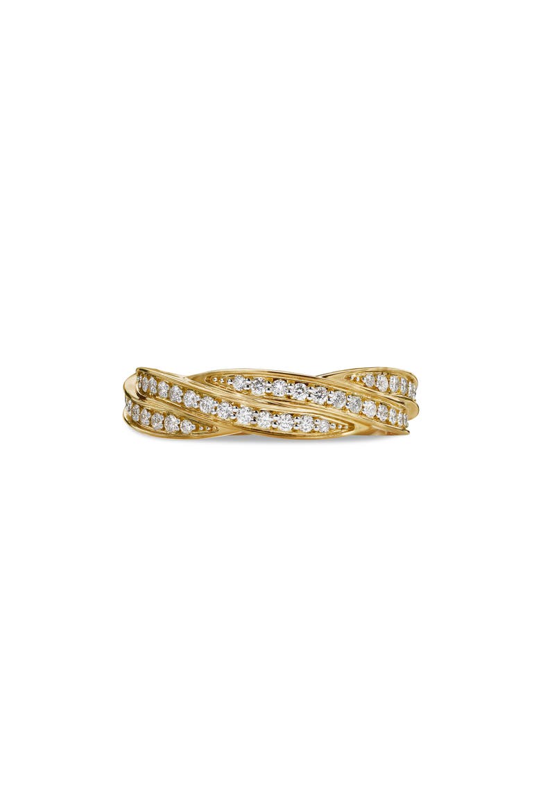 Men's Twisted Cable Band Ring in 18K Yellow Gold with Pavé Diamonds, Main, color, 18K YELLOW GOLD