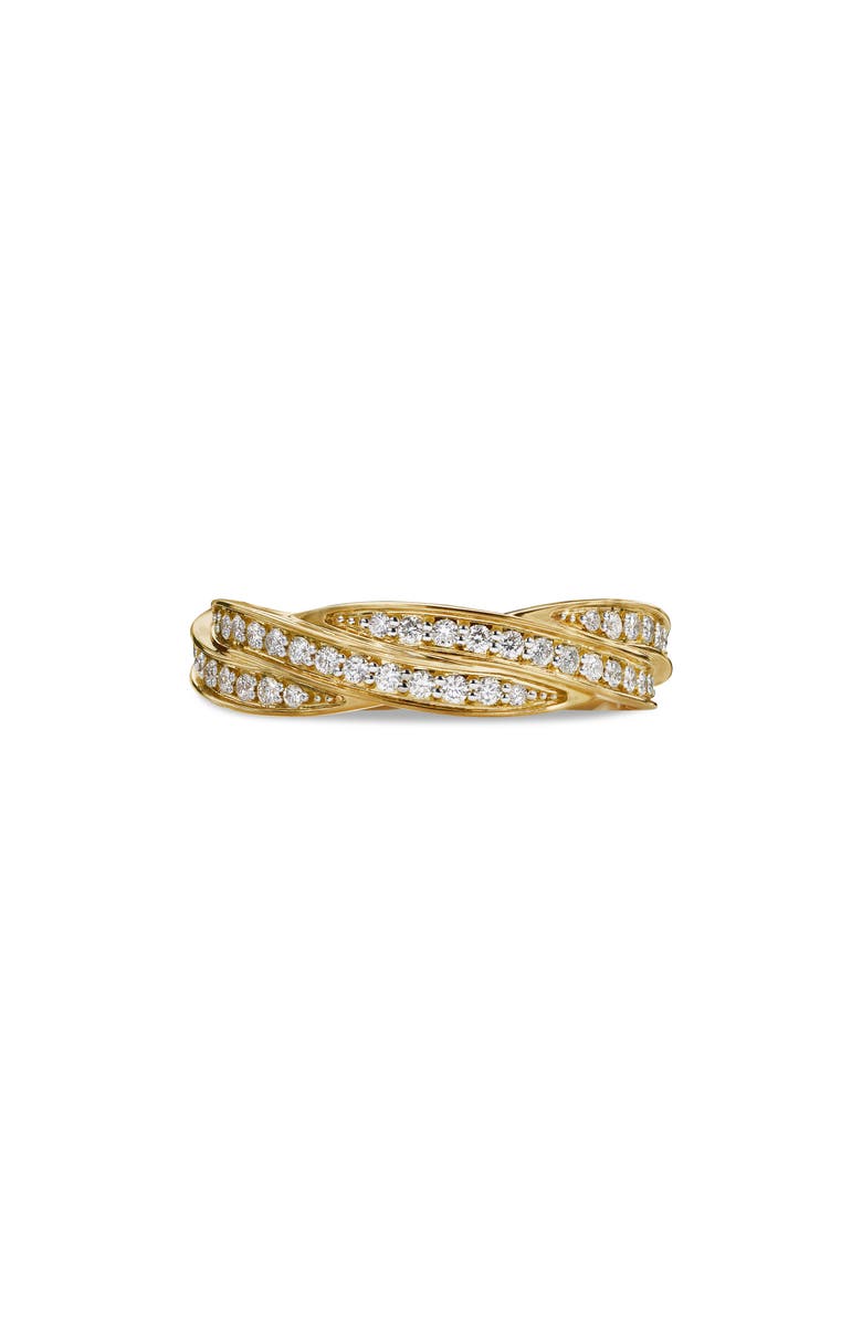 David Yurman Men's Twisted Cable Band Ring in 18K Yellow Gold with Pavé Diamonds, Main, color,