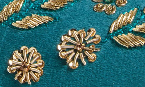 Fuchsia Amira Bead & Embroidery Flat In Turquoise