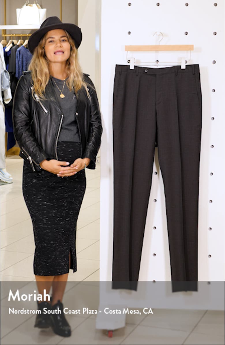 Devon Flat Front Classic Fit Solid Wool Serge Dress Pants, sales video thumbnail