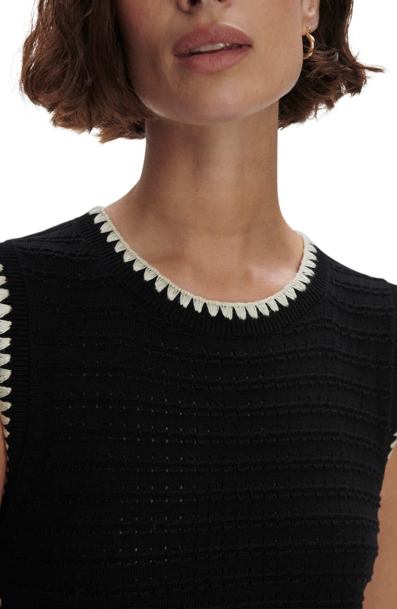 Varley Dwight Sleeveless Midi Dress, Alternate, color, Black/ White