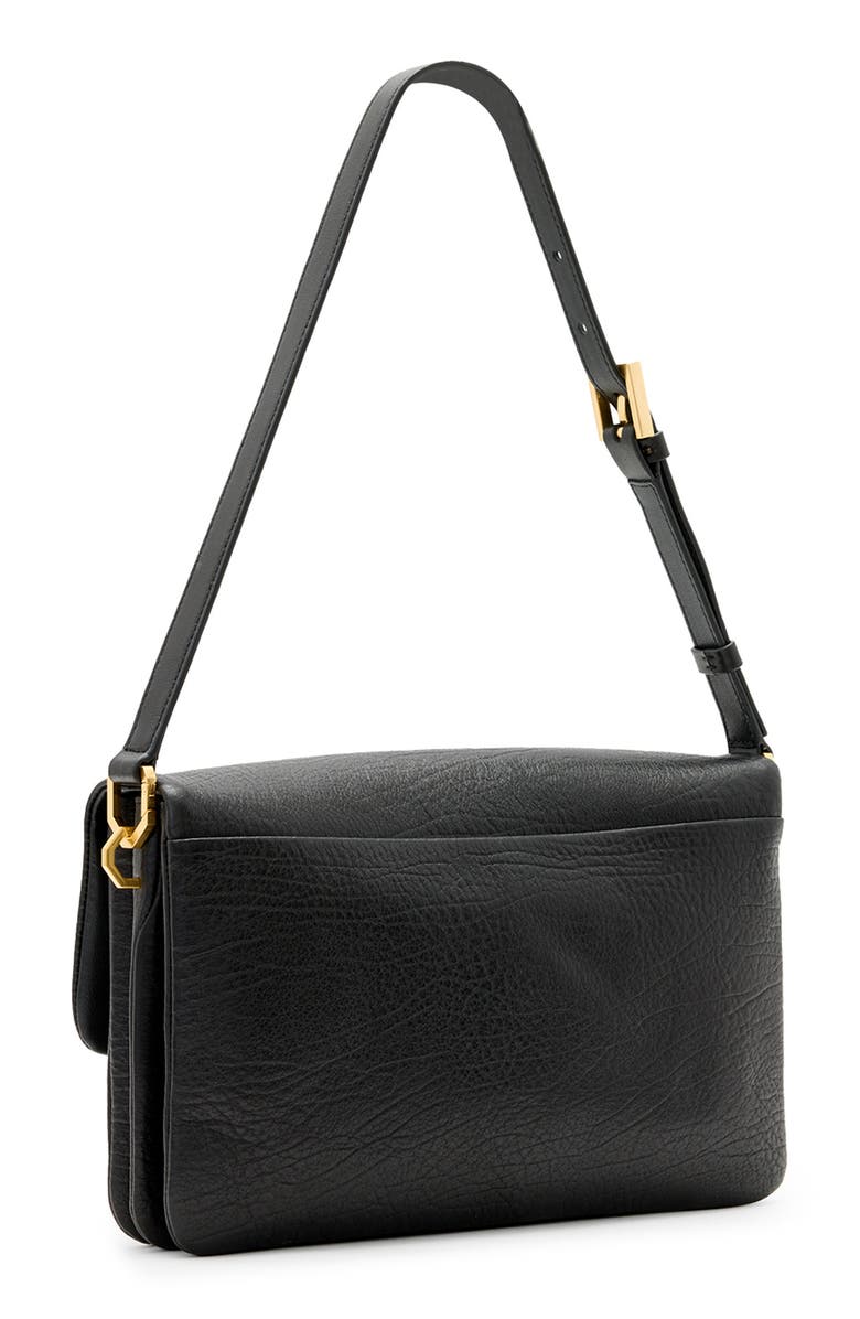 AllSaints Ondine Leather Shoulder Bag, Alternate, color, Black
