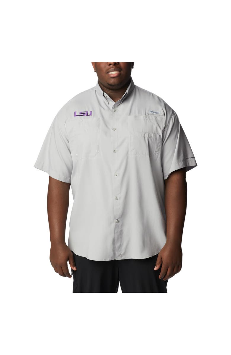 Columbia Men's Columbia Gray LSU Tigers Big & Tall Tamiami Omni-Shade Button-Down Shirt, Main, color, 