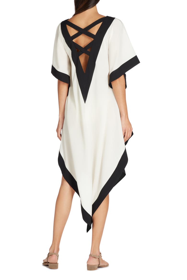 Aria High-Low Crepe de Chine Cover-up Dress, Alternate, color, Off White