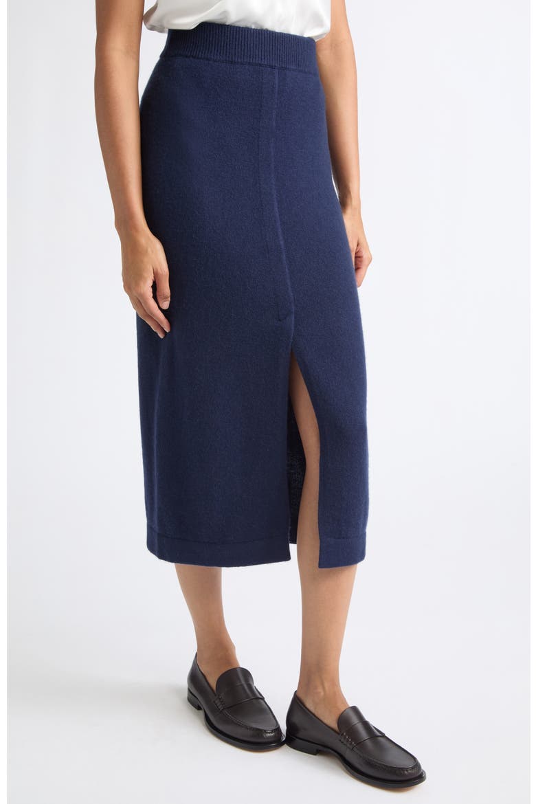 Virgin Wool & Cashmere Pencil Skirt, Alternate, color, SOLID BLUE NAVY