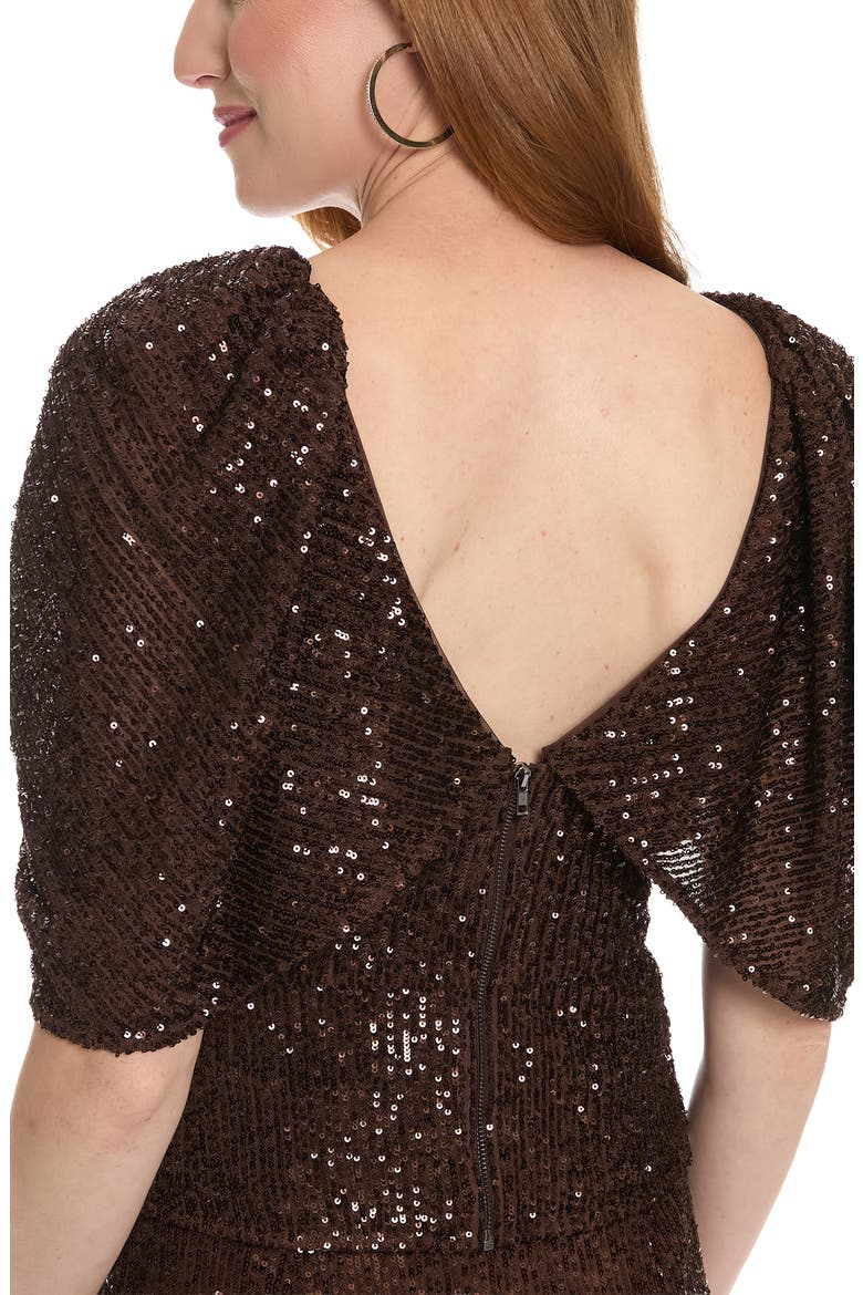 Sequin Drape Sleeve Top, Alternate, color, CHOCOLATE