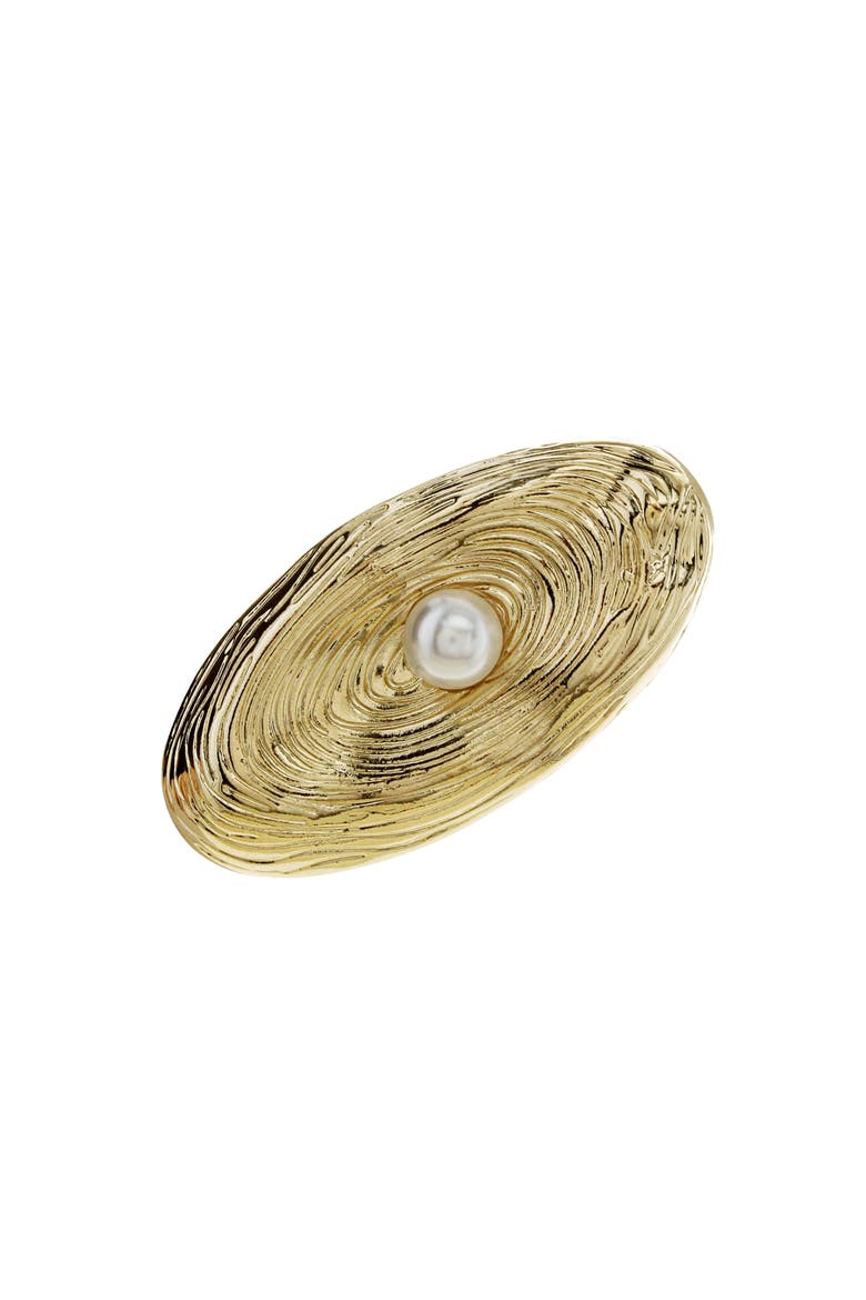 Ripple Effect Faux Pearl Ring, Main, color, GOLD / WHITE