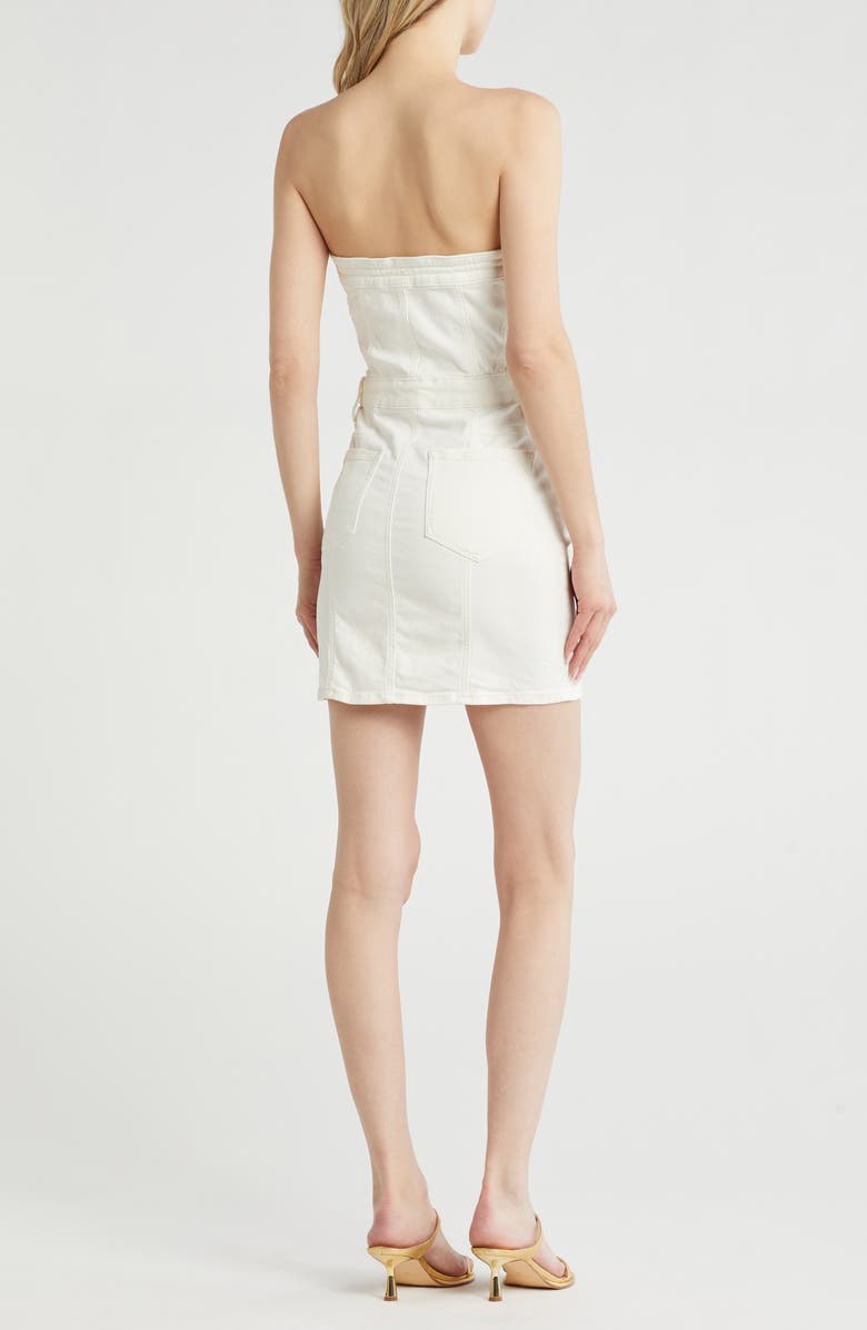 Good American Fit For Success Strapless Denim Minidress, Alternate, color, Cloud White001
