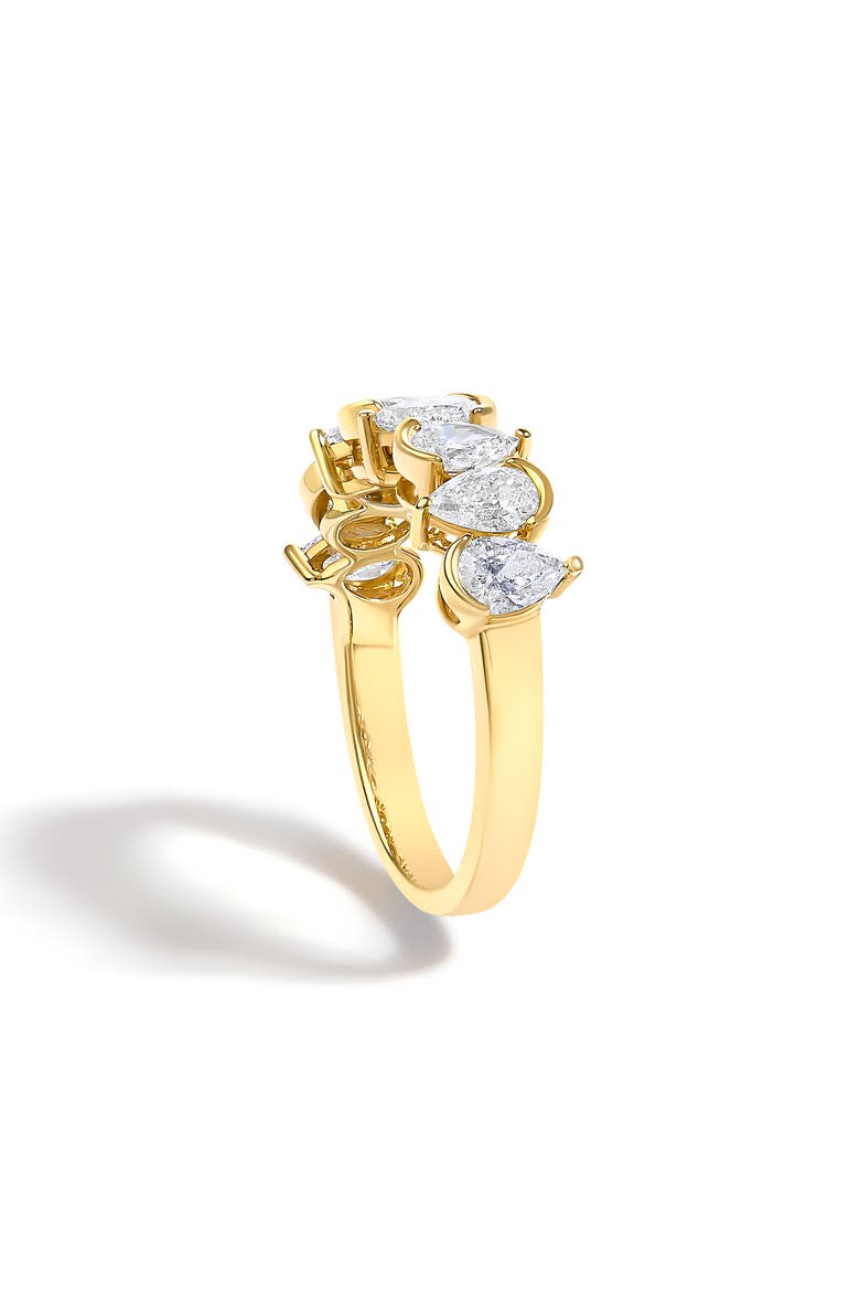 14K Gold 1 2/3 Cttw Lab Grown Pear Shaped Diamond Band Ring, Alternate, color, Yellow Gold