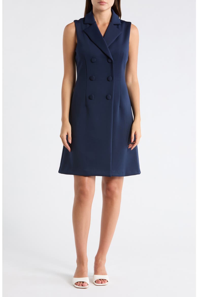 Sleeveless Double Breasted Minidress, Main, color, NAVY
