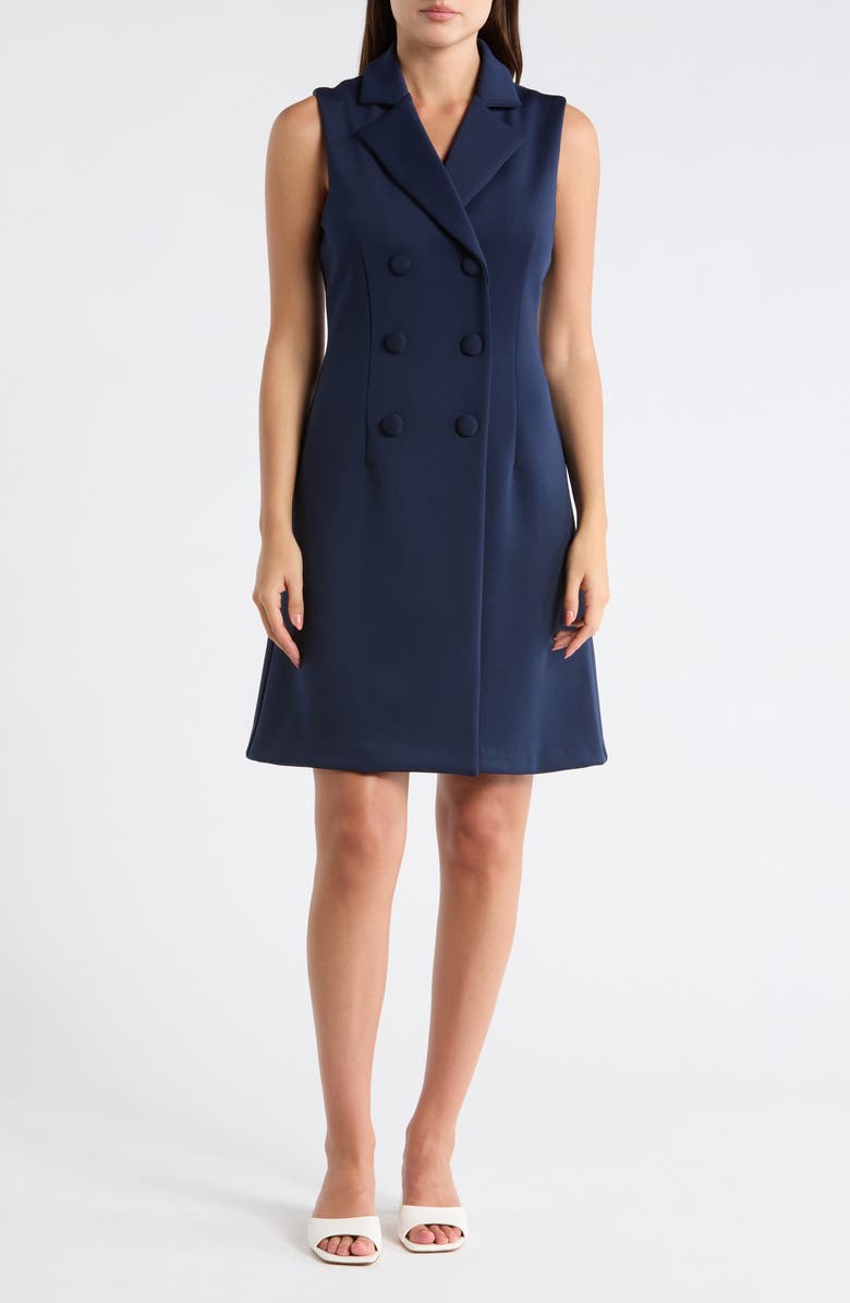 Julia Jordan Sleeveless Double Breasted Minidress, Main, color, Navy