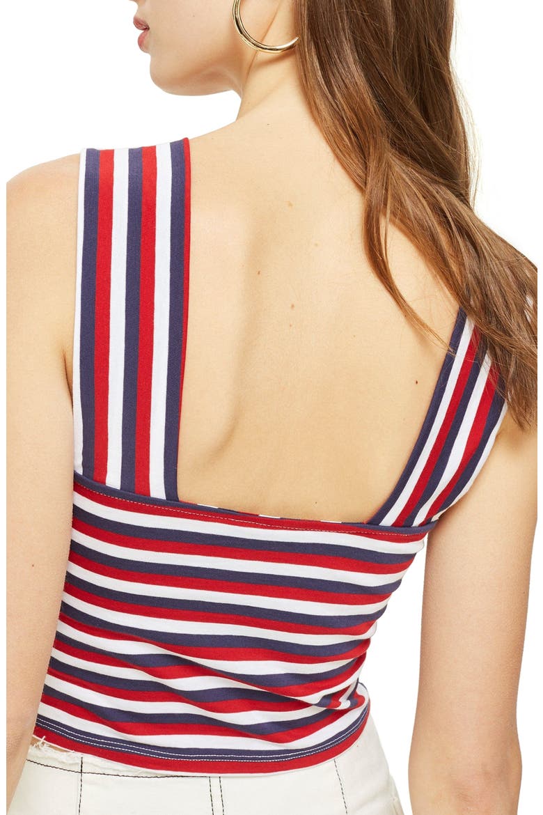 Stripe Knot Crop Top, Alternate, color, RED MULTI