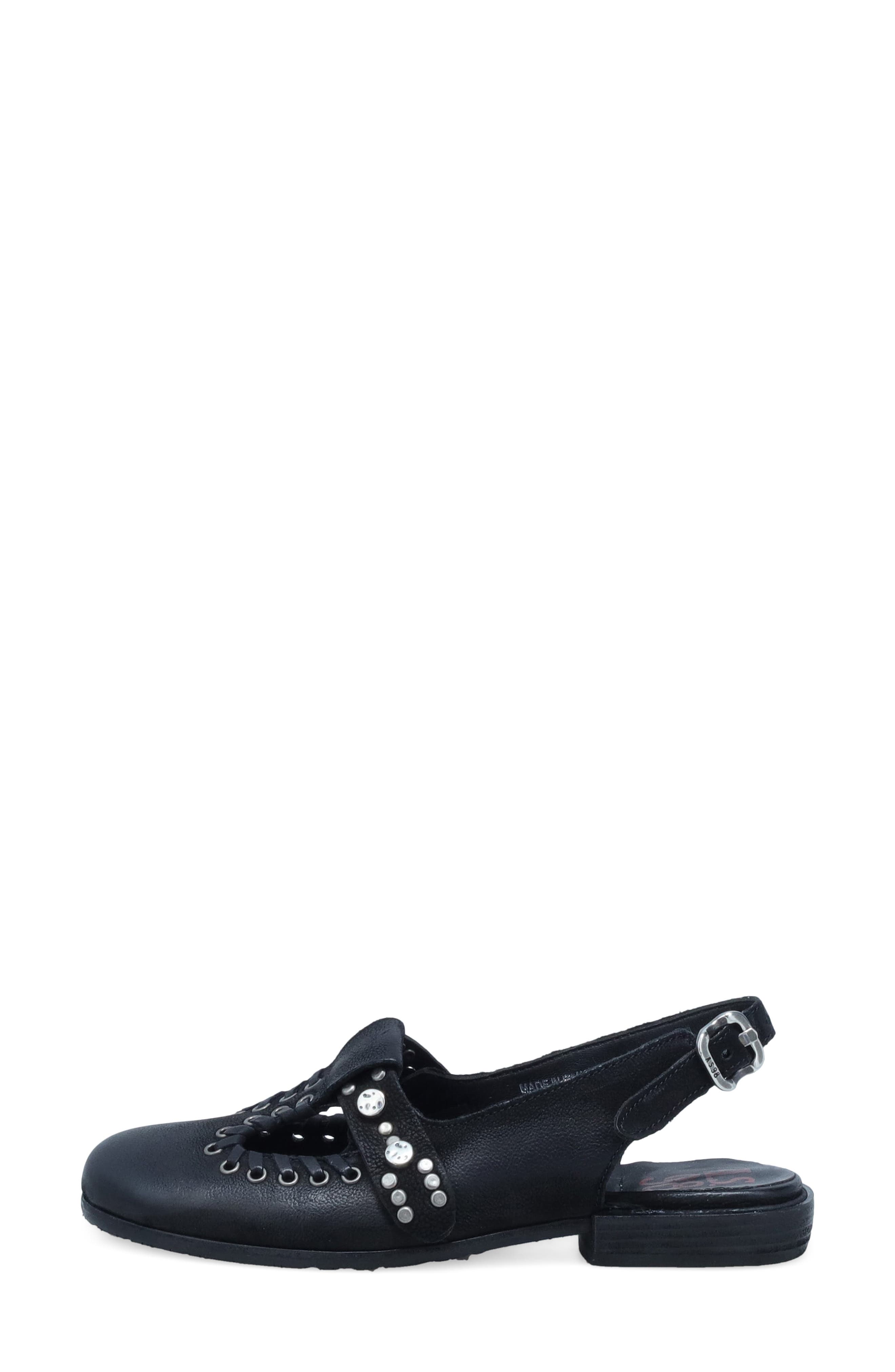 A.S.98 Zepplin Slingback Flat, Alternate, color, Black