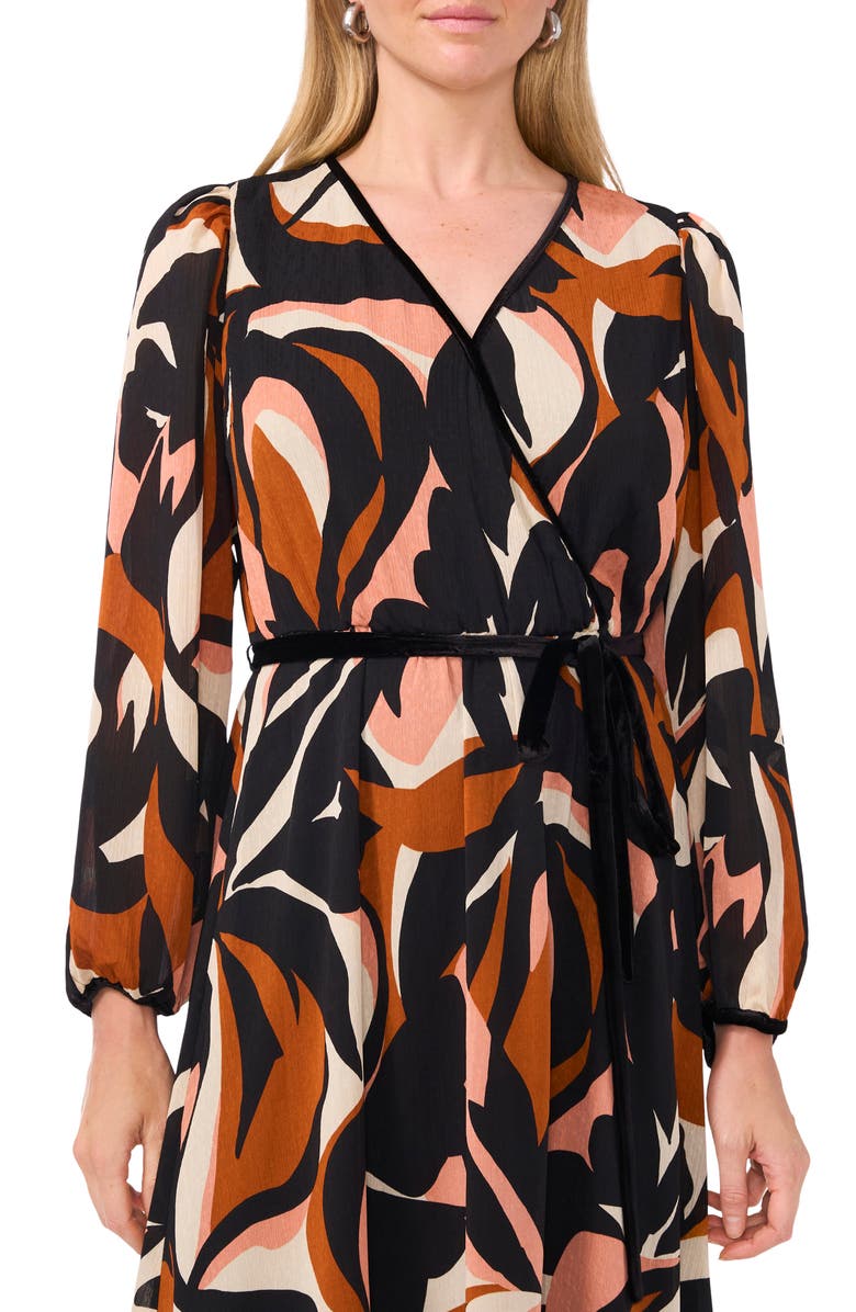 Halogen<sup>®</sup> Long Sleeve Faux Wrap Maxi Dress, Alternate, color,