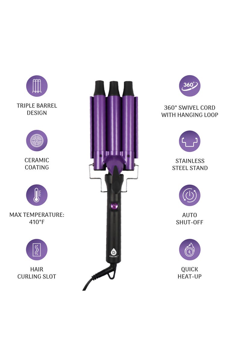 Triple Barrel Hair Curler, Alternate, color, PURPLE