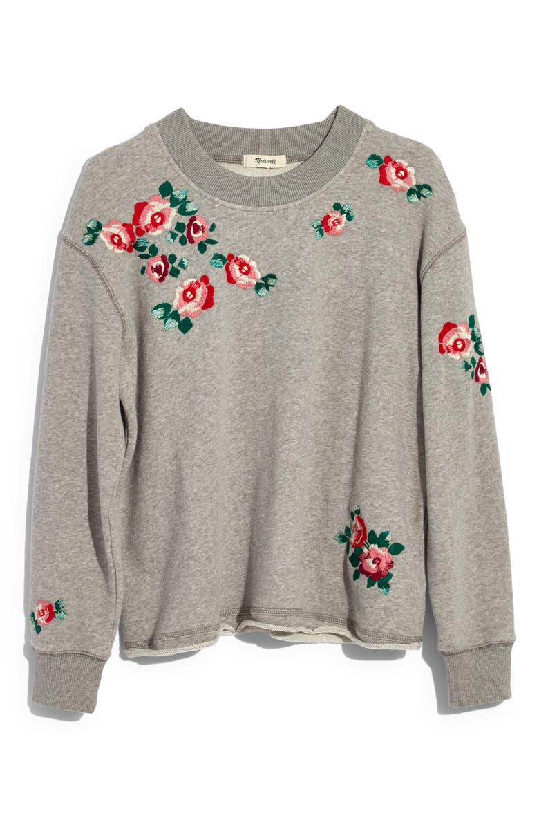 Madewell Embroidered Crop Sweatshirt, Alternate, color, 