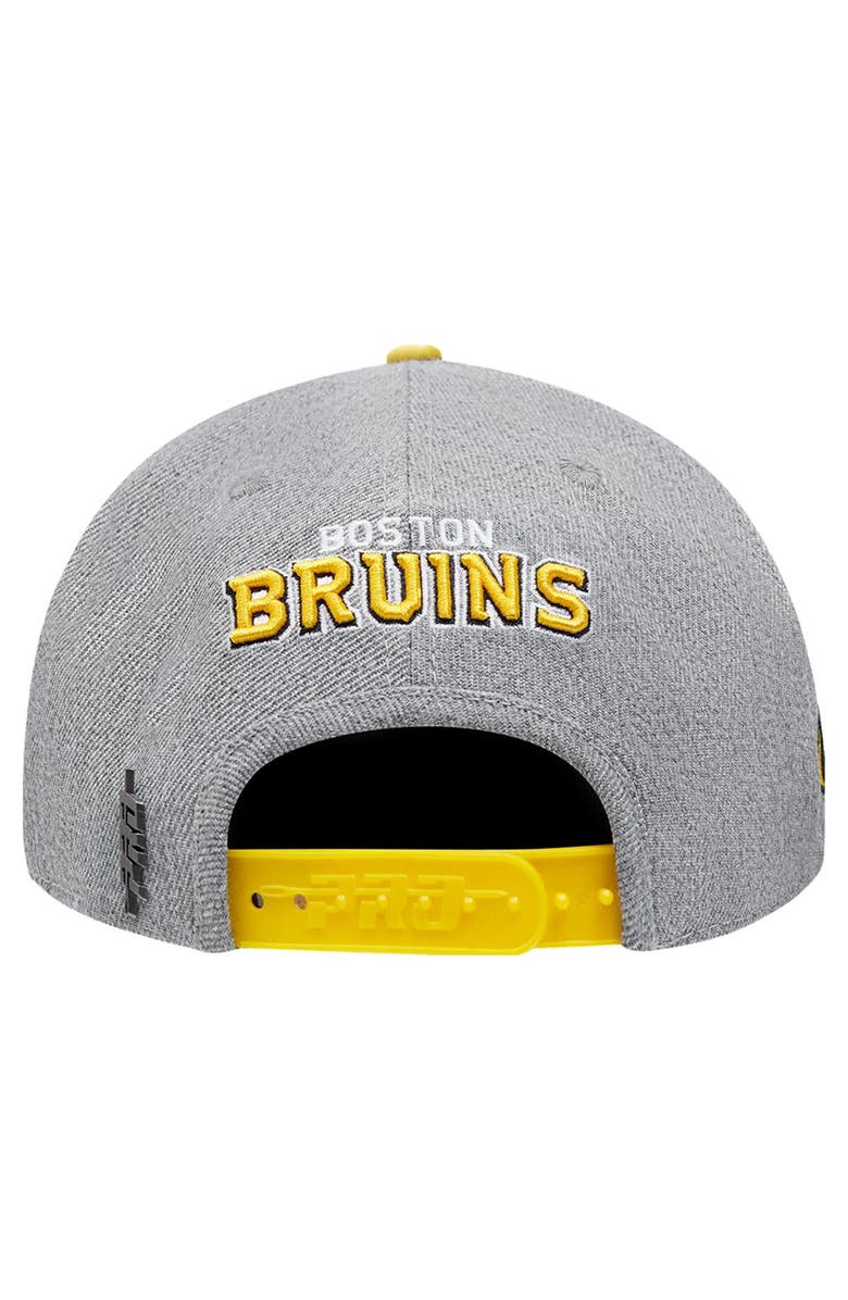 PRO STANDARD Men's Pro Standard Gray/Gold Boston Bruins Classic Logo Snapback Hat, Alternate, color, 