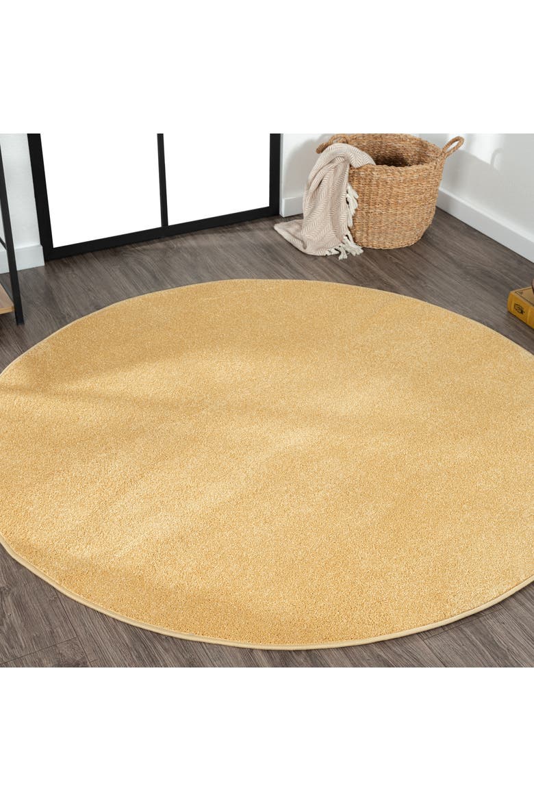 Haze Solid Low-Pile Round Area Rug, Alternate, color, Yellow/Amber