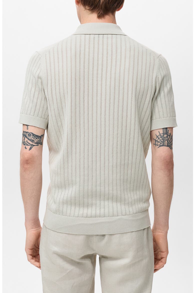 Pointelle Polo Sweater, Alternate, color, ICE GREY