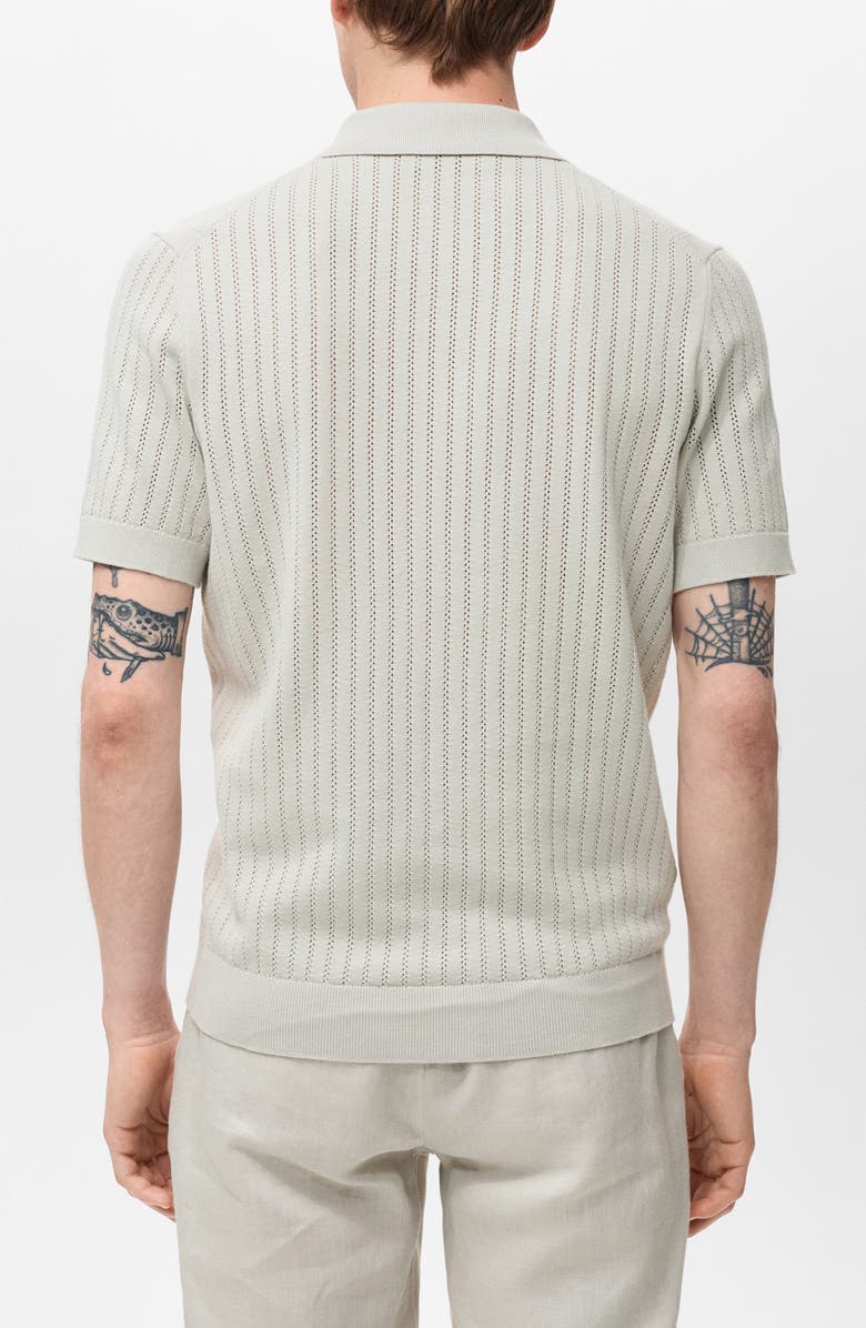 MANGO Pointelle Polo Sweater, Alternate, color, Ice Grey