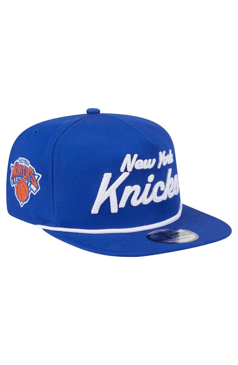 New Era Men's New Era Blue New York Knicks Team Text Golfer Snapback Hat, Main, color, 
